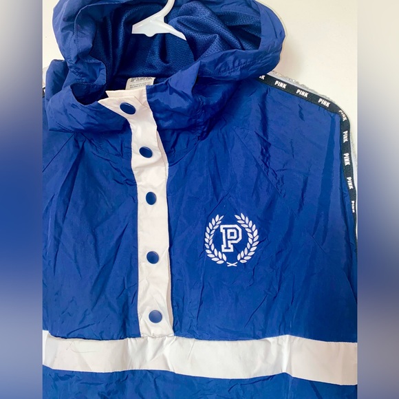 PINK Victoria's Secret Bling Dark Blue and White Windbreaker Jacket - Picture 5 of 14